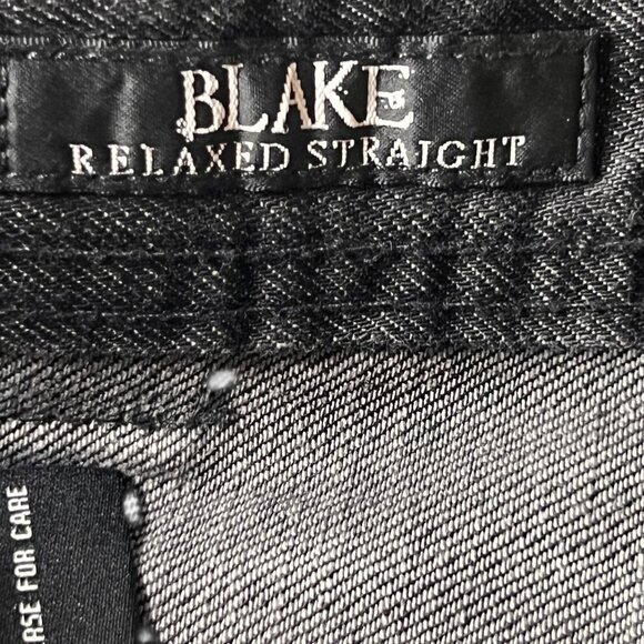 Affliction Black Jeans Blake Relaxed Straight Denim Mens 32x32 Studded Label - Picture 5 of 16